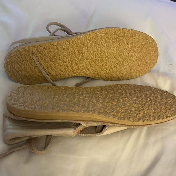 Wild Oats Cream Leather Flats With Ties - Picture 3 of 4